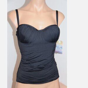 New Coco Rave Swimsuit Bikini Tankini Top Sz XS S 30/32DD or D cup Jet black